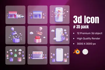 Geschenkladen 3D Icon Pack