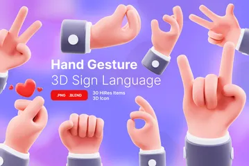 Gestes de la main en langue des signes Pack 3D Icon