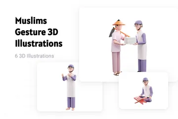 Geste des musulmans Pack 3D Illustration