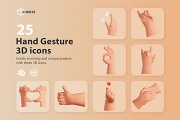 Handgesten-3D-Symbole 3D Icon Pack