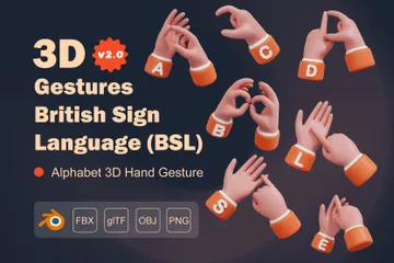 Gesten Britische Gebärdensprache (BSL) 3D Icon Pack