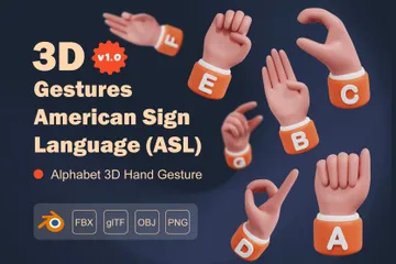 Gestes Langue des signes américaine (ASL) Pack 3D Icon