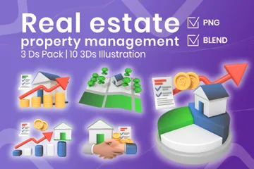 Gestión de propiedades inmobiliarias 3D Icon Pack