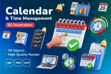 Calendario y gestión del tiempo Paquete de Icon 3D