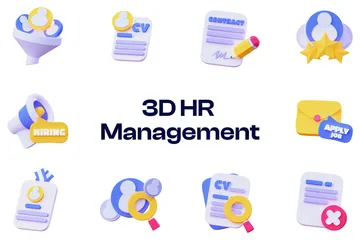 Gestion des ressources humaines Pack 3D Icon