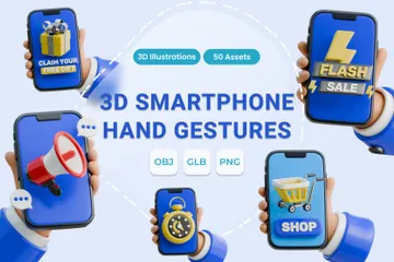 Gesto de la mano del teléfono inteligente Paquete de Icon 3D