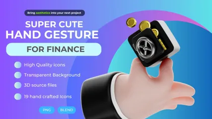 Gesto lúdico con la mano para finanzas Paquete de Icon 3D