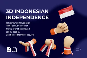 Gesto con la mano del día de la independencia de Indonesia Paquete de Icon 3D