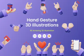 Gesto manual Paquete de Illustration 3D