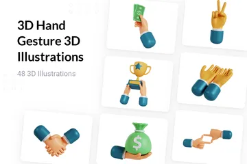 Gesto manual Paquete de Illustration 3D