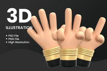 Gesto de dedo de la mano Paquete de Illustration 3D