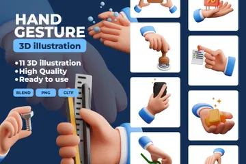 Gesto de mão Pacote de Illustration 3D
