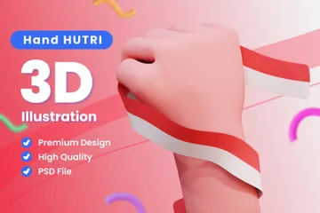 Gesto de mão com bandeira da Indonésia Pacote de Icon 3D