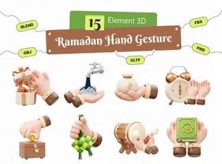 Gesto de mão do Ramadã Pacote de Icon 3D