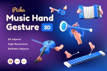 Gesto de mão musical Pacote de Icon 3D