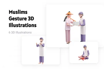 Gesto de musulmanes Paquete de Illustration 3D