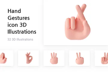 Gestos com as mãos Pacote de Illustration 3D