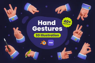 Gestos com as mãos Pacote de Illustration 3D