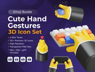 Gestos con las manos: tono de piel amarillo Paquete de Icon 3D