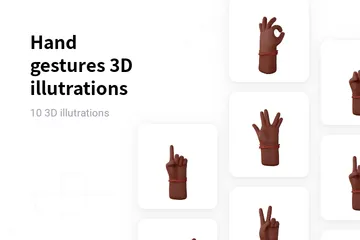 Free Gestos com as Mãos - Escuro Pacote de Illustration 3D