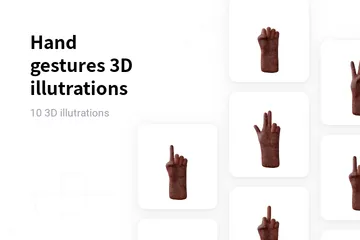 Free Gestos com as Mãos - Escuro Pacote de Illustration 3D