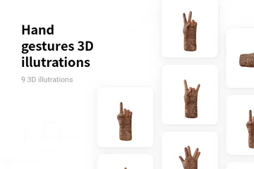 Free Gestos com as Mãos - Médio Pacote de Illustration 3D