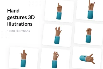 Free Gestos com as Mãos - Médio Pacote de Illustration 3D