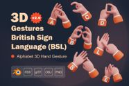 Premium Gestures British Sign Language BSL 3D Illustration Pack From 