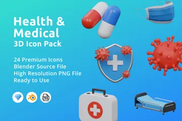 Gesundheit & Medizin 3D Icon Pack