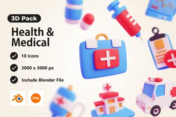 Gesundheit und Medizin 3D Icon Pack