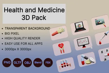 Gesundheit und Medizin 3D Icon Pack