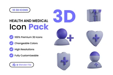 Gesundheit und Medizin 3D Icon Pack