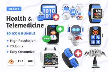 Gesundheit & Telemedizin 3D Icon Pack