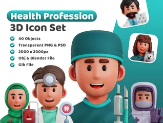 Gesundheitsberuf 3D Icon Pack