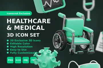 Gesundheitswesen & Medizin 3D Icon Pack