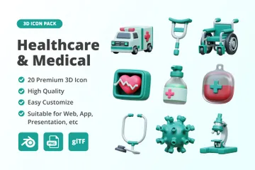 Gesundheitswesen & Medizin 3D Icon Pack