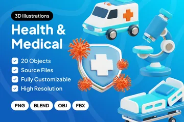 Gesundheitswesen & Medizin 3D Icon Pack