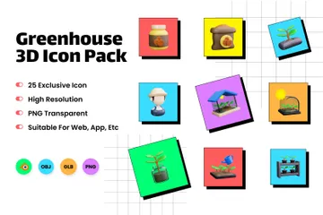 Gewächshaus 3D Icon Pack