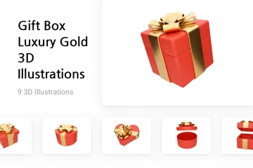 Gift Box Luxury Gold 3D Illustration Pack