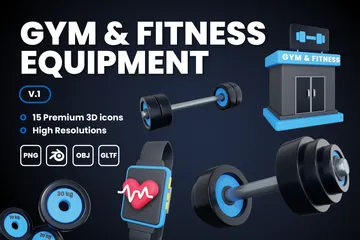 Equipos de gimnasio y fitness vol. 1 Paquete de Icon 3D