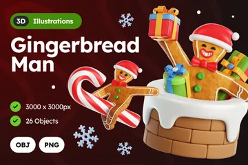 Gingerbread Man Character 3D Icon Pack