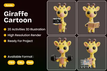 Giraffe Cartoon 3D Icon Pack