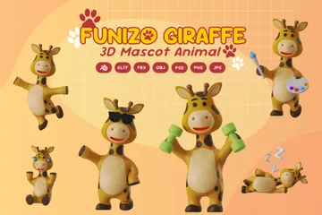 Giraffe Mascot 3D Illustration Pack
