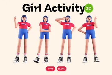 Girl Activity 3D Illustration Pack