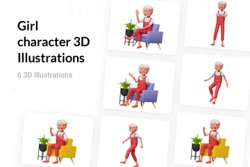 Girl Character 3D Illustration Pack