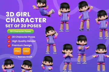 Girl Character 3D Illustration Pack