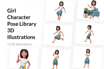 Girl Character Pose Library 3D Illustration Pack
