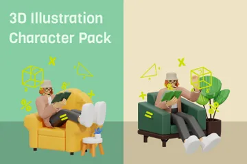 Girl Learn Math In Sofa 3D Illustration Pack