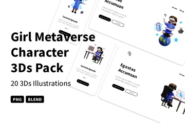 Girl Metaverse Character 3D Illustration Pack