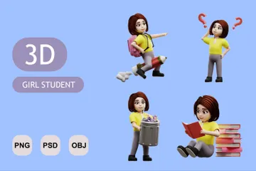 Girl Student 3D Illustration Pack